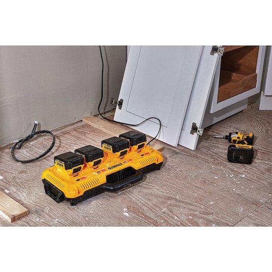 Multiport Fast Charger in use at a Construction site Multiport Fast Charger in use at a Construction site