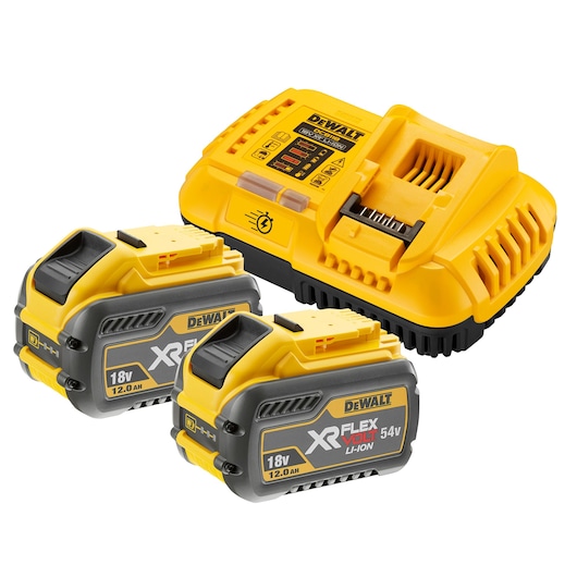 1x DCB118 Charger and 2x DCB548 12.0ah Flexvolt batteries 1x DCB118 Charger and 2x DCB548 12.0ah Flexvolt batteries
