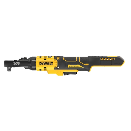 DEWALT 18V XR Brushless ¼” , 3/8” and ¼” Hex Ratchet bare unit side view