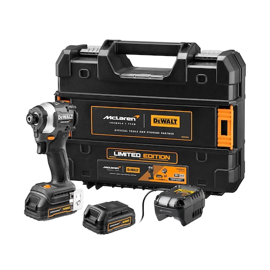Limited Editon DEWALT/McLaren Impact Driver kit with TSTAK Kitbox, 2x DCB1102 batteries and charger