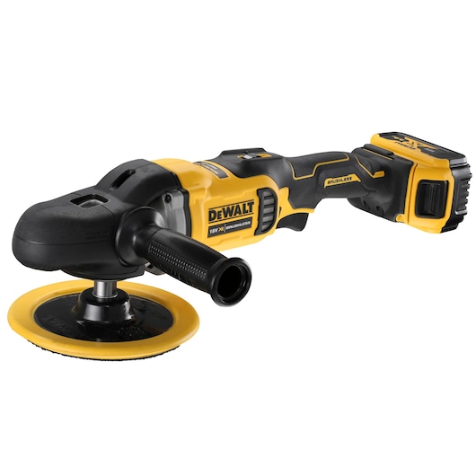 Profile of XR cordless variable speed rotary polisher with battery pack Profile of XR cordless variable speed rotary polisher with battery pack