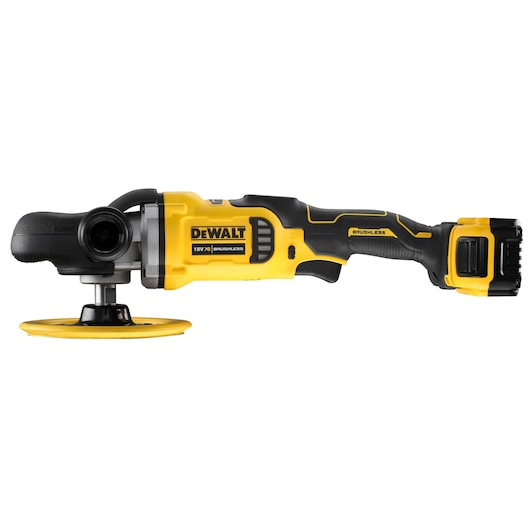 Profile of XR cordless variable speed rotary polisher with battery pack Profile of XR cordless variable speed rotary polisher with battery pack
