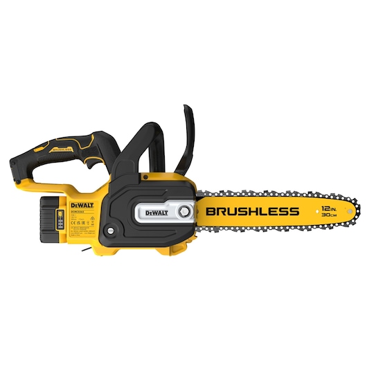 18V XR Brushless 30cm Compact Chainsaw right side view