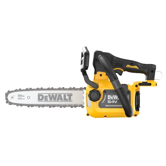 DEWALT 54V XR FLEXVOLT Compact Top Handle Chainsaw bare unit side view