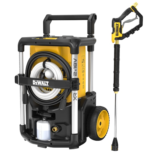 The 2x 18V XR Pressure Washer with washer gun alongside