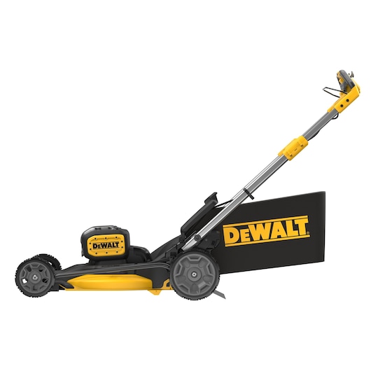 Side view of 2x18V Self-Propelled Mower facing left