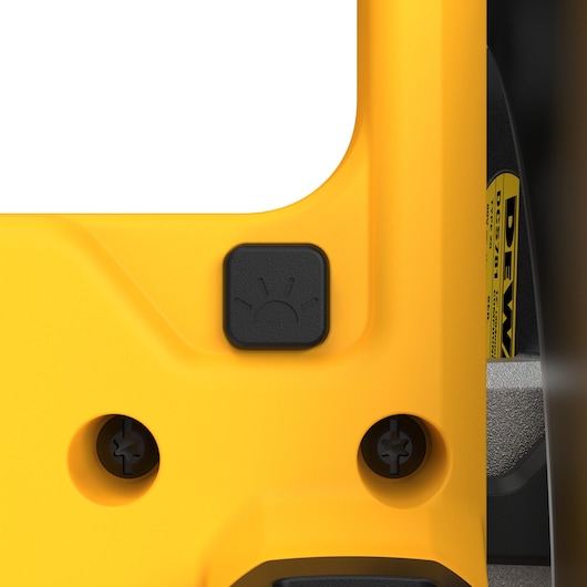 CLOSE UP OF THE XPS ON OFF LIGHT SWITCH ON THE 305MM MITRE SAW CLOSE UP OF THE XPS ON OFF LIGHT SWITCH ON THE 305MM MITRE SAW