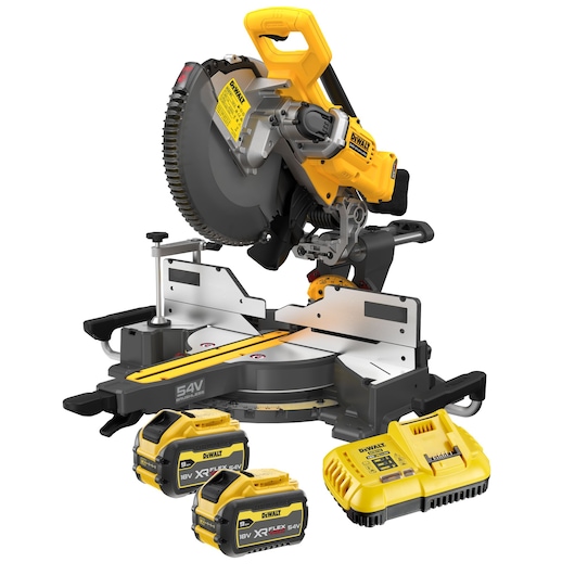 54V XR FLEXVOLT 305MM MITRE SAW KIT WITH TWO 9AH XR FLEXVOLT BATTERIES AND CHARGER 54V XR FLEXVOLT 305MM MITRE SAW KIT WITH TWO 9AH XR FLEXVOLT BATTERIES AND CHARGER