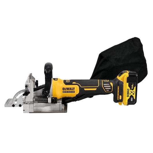 18V XR Biscuit Jointer with 5Ah Battery side profile view 18V XR Biscuit Jointer with 5Ah Battery side profile view