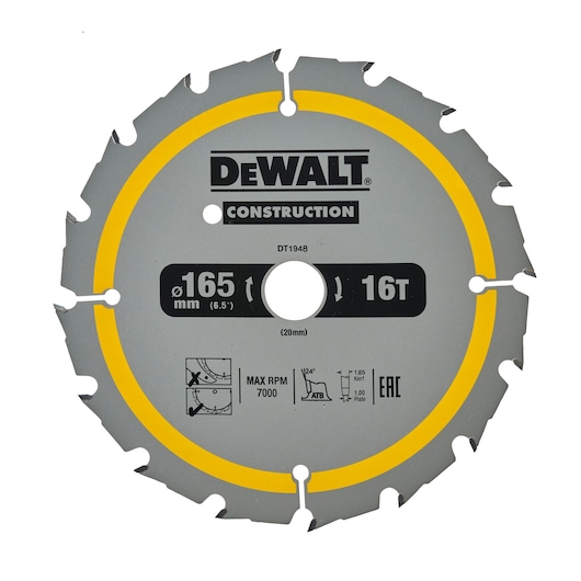Construction cirkelzaagblad 165x20mm 24T