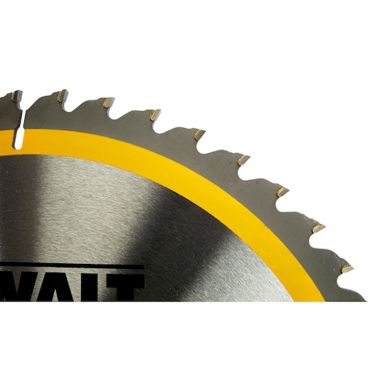 Stationary Construction Circular Saw Blade close up view of teeth