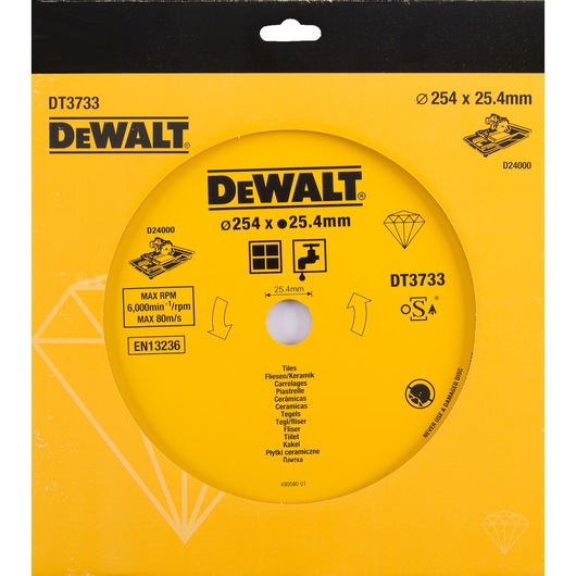 Disque diamant à jante continue, diamètre Ø250mm, alésage 25.4mm, pour céramique Disque diamant à jante continue, diamètre Ø250mm, alésage 25.4mm, pour céramique