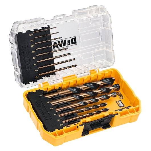 Set 14 pcs, mèches à métal Black & Gold (1mm-8mm) en TOUGH CASE Set 14 pcs, mèches à métal Black & Gold (1mm-8mm) en TOUGH CASE