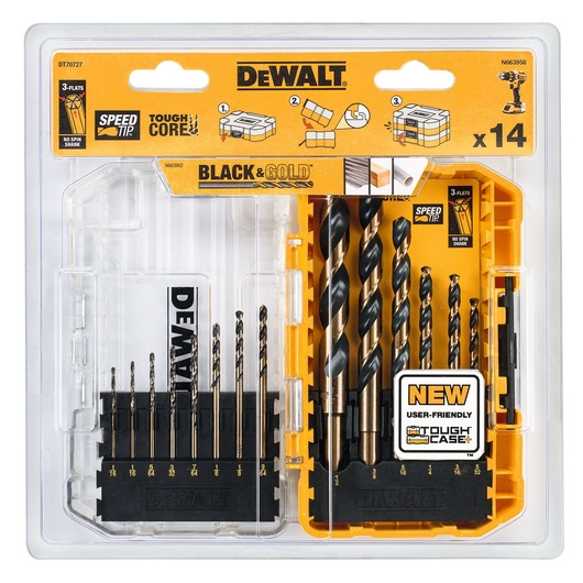 Set 14 pcs, mèches à métal Black & Gold (1mm-8mm) en TOUGH CASE Set 14 pcs, mèches à métal Black & Gold (1mm-8mm) en TOUGH CASE