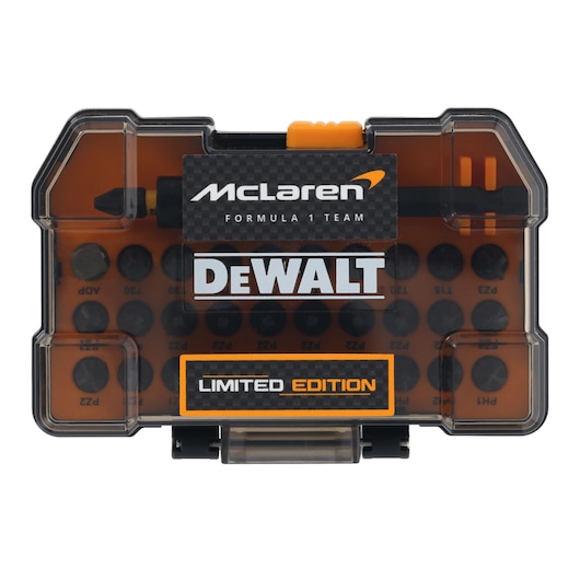 Limited Edition DEWALT/McLaren screwdriver bit set in case