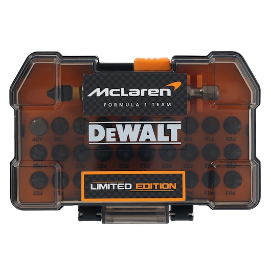 Limited Edition DEWALT/McLaren screwdriver bit set in case