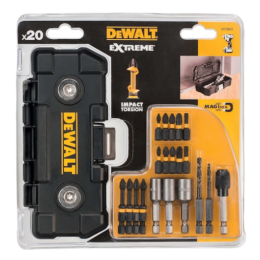 IMPACT Torsion set MAGbox 20-pièces (25mm Ph1/Ph2/Ph3/PZ1/PZ2/PZ3/T20/T25, 50mm Ph2/Pz2, douille, mèches métal, porte-embouts) IMPACT Torsion set MAGbox 20-pièces (25mm Ph1/Ph2/Ph3/PZ1/PZ2/PZ3/T20/T25, 50mm Ph2/Pz2, douille, mèches métal, porte-embouts)