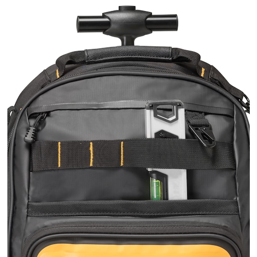 Tool storge feature of the Dewalt Pro Backpack on Wheels