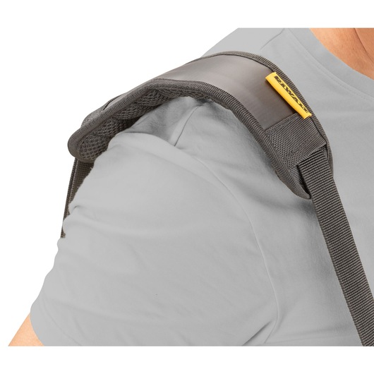 Close up of the padded shoulder strap on the Dewalt 20" Pro Open Mouth Tool Bag" Close up of the padded shoulder strap on the Dewalt 20" Pro Open Mouth Tool Bag"