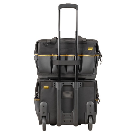 Dewalt 20" Pro Open Mouth Tool Bag on top of rolling tool bag" Dewalt 20" Pro Open Mouth Tool Bag on top of rolling tool bag"