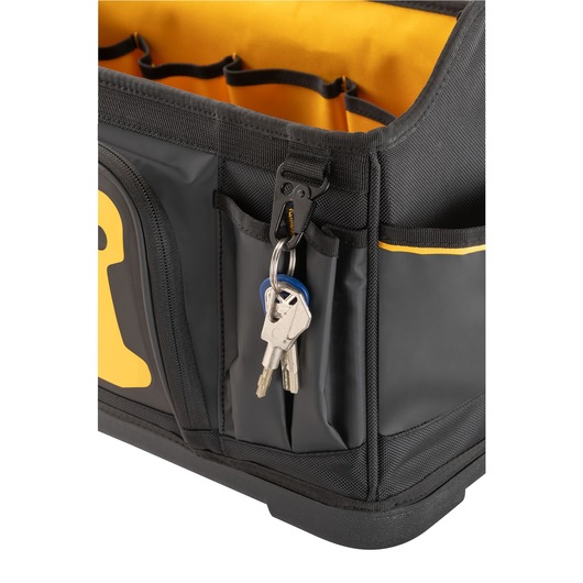 Close up of keyring feature on Dewalt 20" Pro Tool Tote" Close up of keyring feature on Dewalt 20" Pro Tool Tote"
