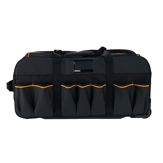 DEWALT large tool bag with multiple exterior pockets for organized transport and storage.