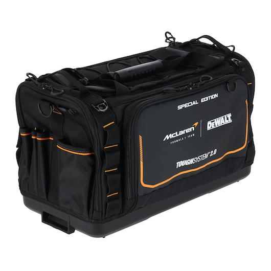 DeWalt ToughSystem 2.0 tool bag with multiple pockets for secure tool transport and organization.