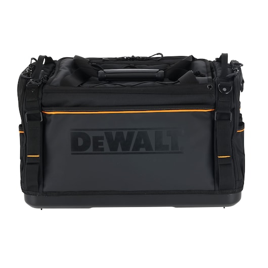 DEWALT tool bag with reinforced sides for carrying and protecting tools and accessories.