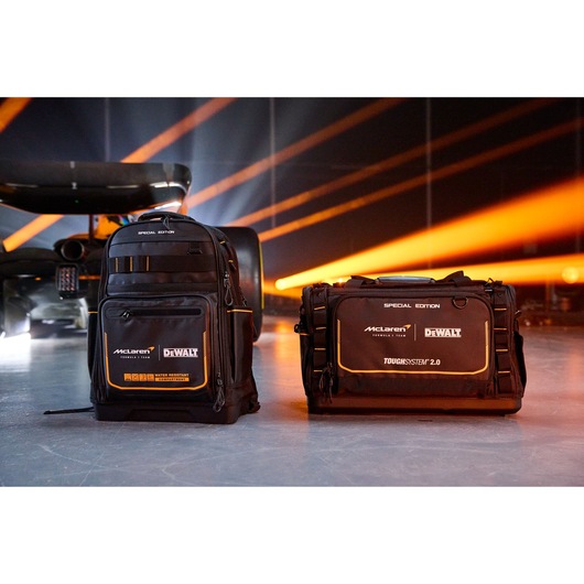 DEWALT McLaren bags set, water-resistant, for tool storage, offers durability for professionals.