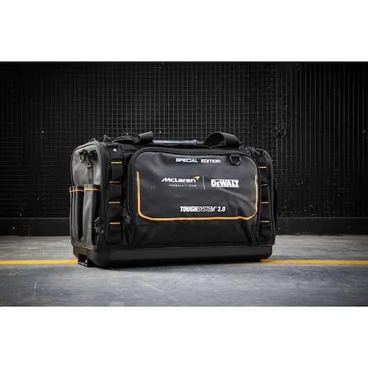 DEWALT ToughSystem 2.0 special edition tool bag, large size, for carrying tools, offers added durability.